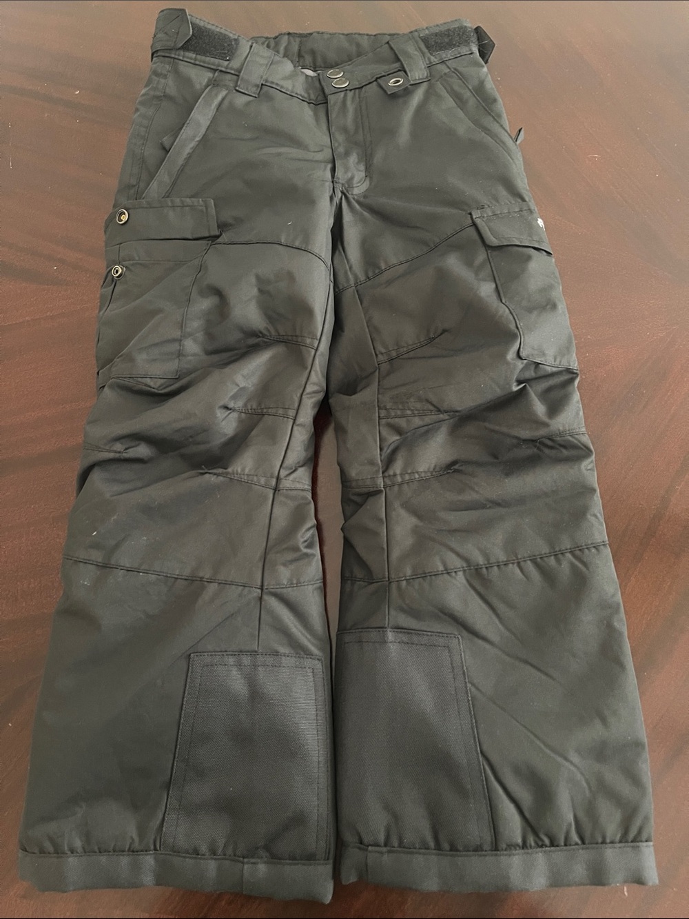Kids Black Insulated Snow Pants - Durable Winter Cargo Style size XS (5/6)
